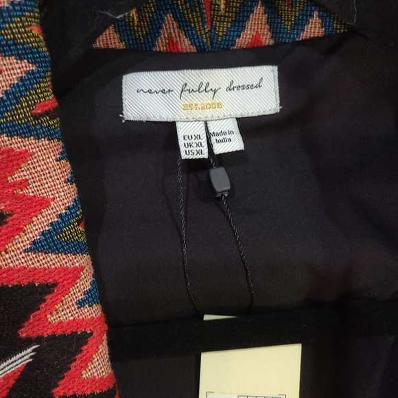 NEVER FULLY DRESSED 🏷️NWT Bright Native Tribal Ikat Embroidry Blanket Coat XL - Picture 12 of 14
